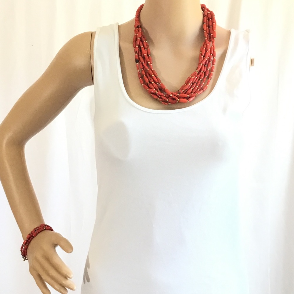 Red Coral Type Necklace and Bracelet Set Handmade With Love By My Mom